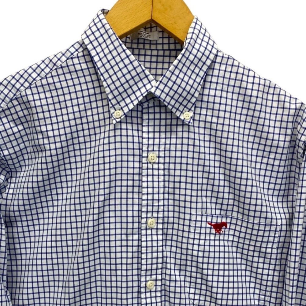 Peter Millar Nanoflux Mens Med Red Horse Embroidered Check Button Down Shirt